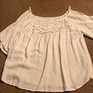 white cold shoulder blouse